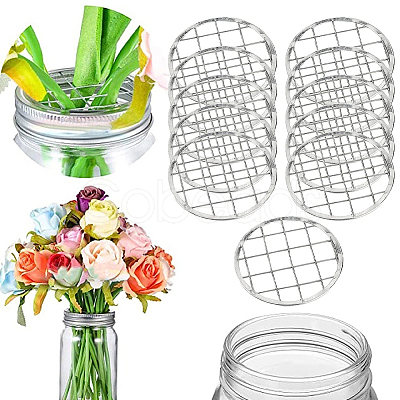 304 Stainless Steel Mason Jar Flower Frog Lid AJEW-WH0347-98A-1