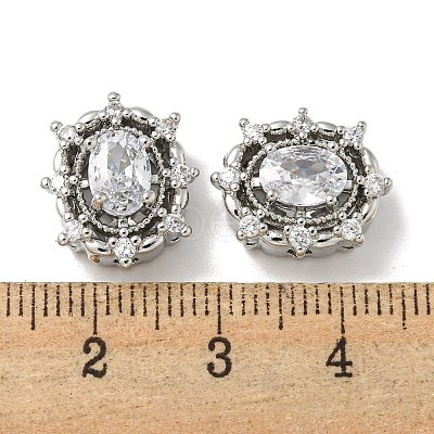 Brass Micro Pave Cubic Zirconia Beads KK-K378-06P-1