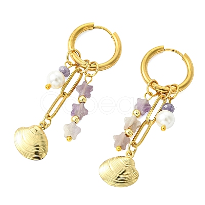 Star 304 Stainless Steel Hoop Earrings EJEW-JE07005-02-1