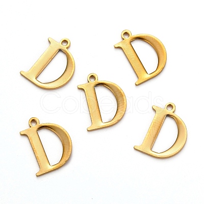 Ion Plating(IP) 304 Stainless Steel Alphabet Charms STAS-H122-D-G-1