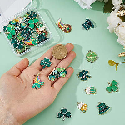 3 Bags Saint Patrick's Day Alloy Enamel Pendants ENAM-FH0001-98-1