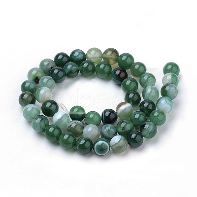 Natural Striped Agate/Banded Agate Beads Strands X-G-S259-04E-8mm-1
