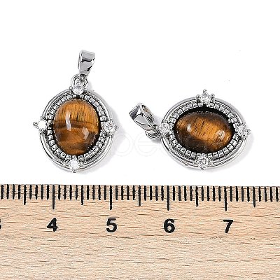 Natural Tiger Eye Oval Pendants KK-U043-44P-F-1