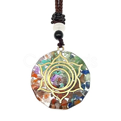 Orgonite Chakra Natural & Synthetic Mixed Stone Pendant Necklaces PZ4674-06-1