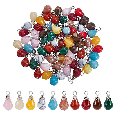 80Pcs Imitation Gemstone Acrylic Pendants PALLOY-HY00100-1