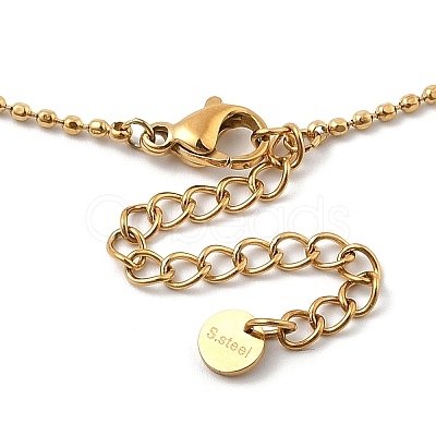 Ion Plating(IP) 304 Stainless Steel Cubic Zirconia Teardrop & Flat Round Bib Ball Chain Necklaces for Women NJEW-F328-11G-02-1