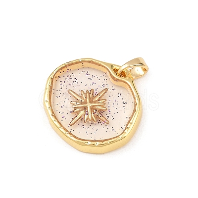 Transparent Epoxy Resin Brass Pendants KK-B163-01G-03-1