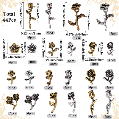 88Pcs 22 Styles Flower Alloy Cabochons FIND-SP0004-78A-1