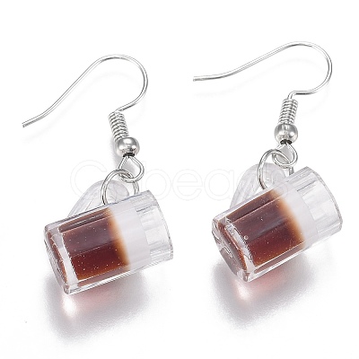 Resin Draft Beer Dangle Earring EJEW-N0030-01A-P-1