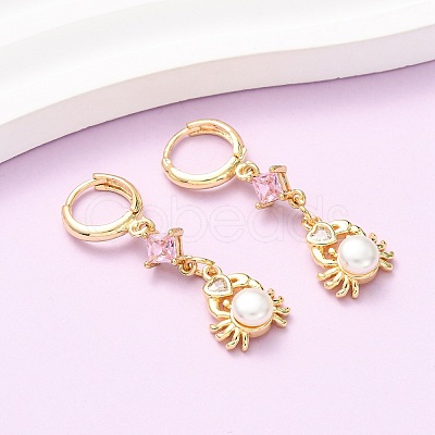 Brass Micro Pave Cubic Zirconia Hoop Earrings EJEW-A149-04A-G-1