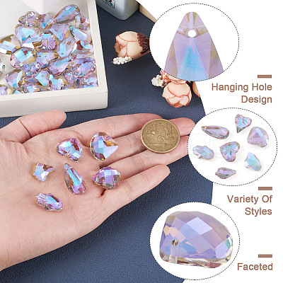 70Pcs 7 Style Electroplate Faceted Glass Pendants EGLA-TA0001-11-1