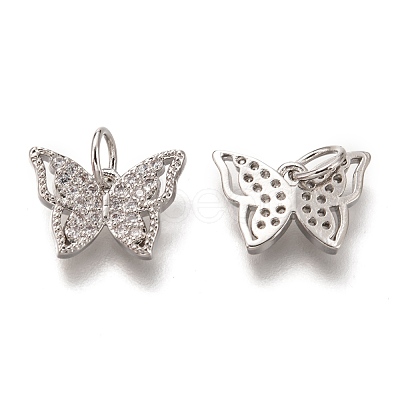 Brass Micro Pave Clear Cubic Zirconia Charms ZIRC-B002-47P-1