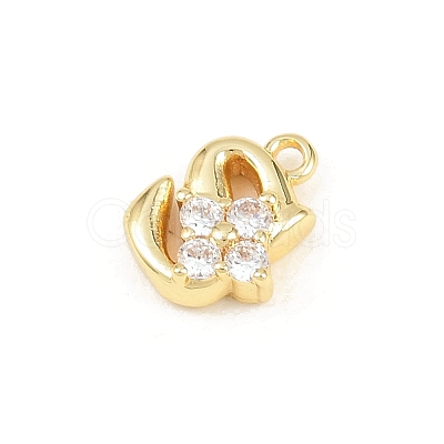 Brass Micro Pave Clear Cubic Zirconia Charms KK-Z151-18G-S-1