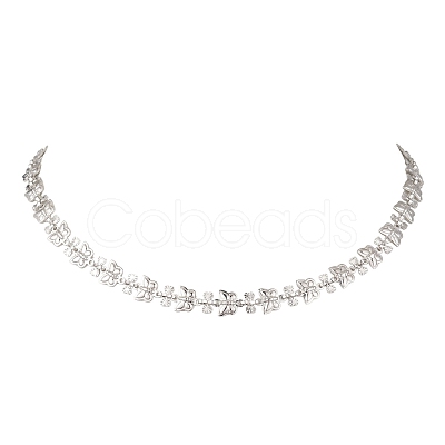 Brass Butterfly Link Chain Necklaces for Women NJEW-JN05957-1