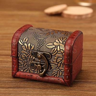 Retro Engraved Wood Jewelry Storage Treasure Boxs with Clasps PW-WG63114-03-1