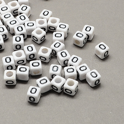 Large Hole Acrylic Letter European Beads SACR-Q103-6mm-01O-1