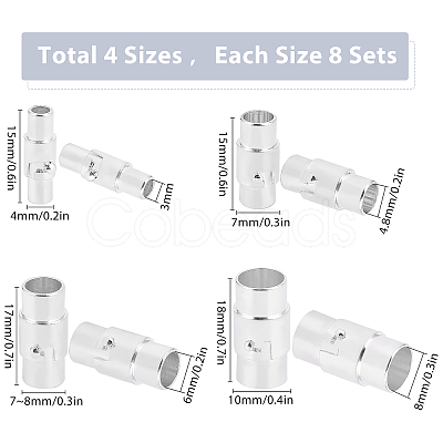 32Sets 4 Style Brass Locking Tube Magnetic Clasps KK-SC0002-88S-1