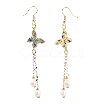 Brass Micro Pave Cubic Zirconia Dangle Earrings EJEW-JE04264-1