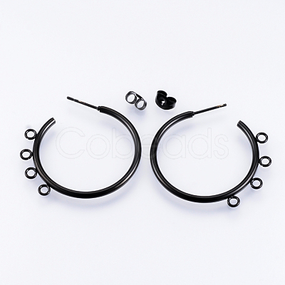PVD Vacuum Plating 304 Stainless Steel Stud Earring Findings STAS-Q231-02D-1