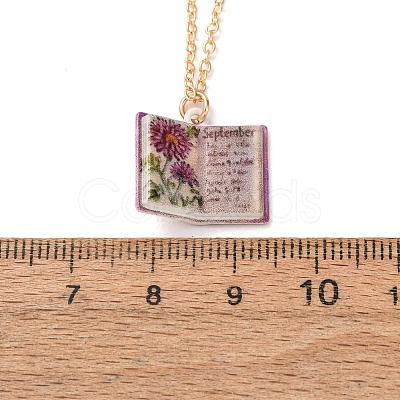 Brass Enamel Book Pendant Necklaces for Women KK-CBAF5B9-01G-09-1