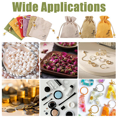 24Pcs 6 Colors Flower Printed Cloth Drawstring Bags ABAG-CA0001-22B-1