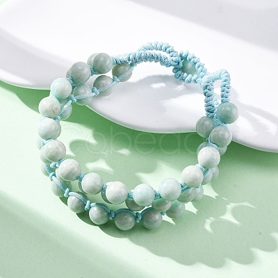 Natural Amazonite Round Beaded Multi-strand Bracelets for Men Women BJEW-G743-02A-1