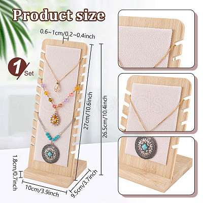 Bamboo Wood Jewelry Collection Necklace Display Stand ODIS-WH0005-06-1