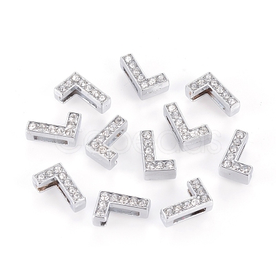 Alloy Initial Slide Charms with Grade A Rhinestones ALRI-R032-L-FF-1
