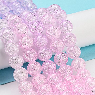 Spray Painted Crackle Glass Beads Strands DGLA-C002-10mm-03-1