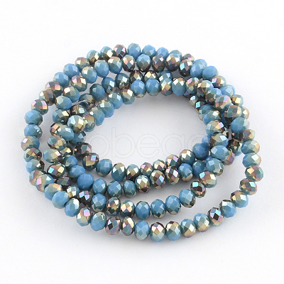 Electroplate Glass Faceted Rondelle Bead Strands EGLA-Q054-8mm-07-1