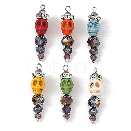 Dyed Synthetic Turquoise and Glass Beaded Pendants PALLOY-TA00448-1