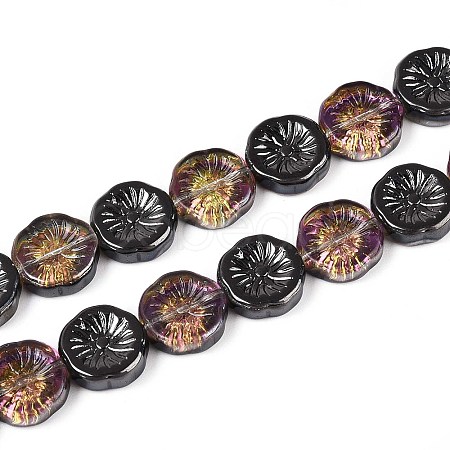 Half Electroplate Baking Paint Glass Beads Strands EGLA-K061-11A-AB11-1