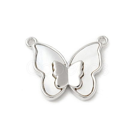 Brass Pave Natural White Shell Pendants KK-S522-19P-1