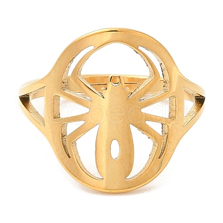 Ion Plating(IP) 304 Stainless Steel Hollow Spider Adjustable Ring for Women RJEW-M149-07G-1