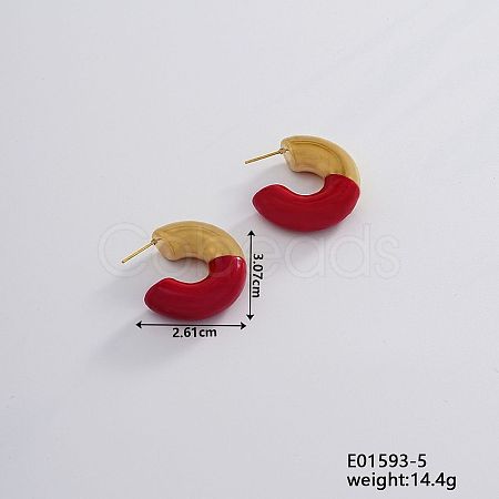 Vintage Retro 304 Stainless Steel C-Shaped Stud Earrings for Women JV8839-5-1