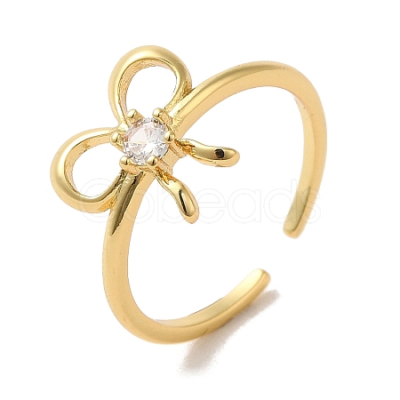 Brass Cubic Zirconia Solitaire Rings RJEW-R141-05G-1