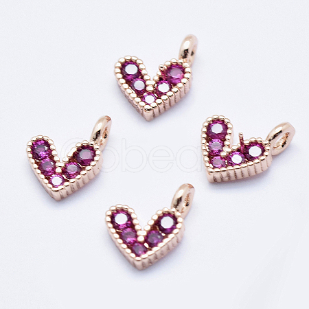 Brass Micro Pave Cubic Zirconia Charms ZIRC-J040-08RG-NR-1