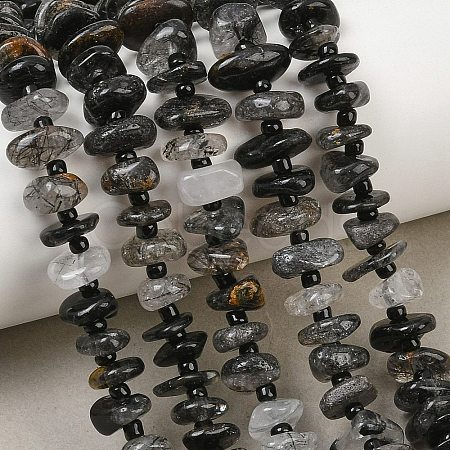 Natural Tourmalinated Quartz Beads Strands GG-CBA3A44-B01-01-1
