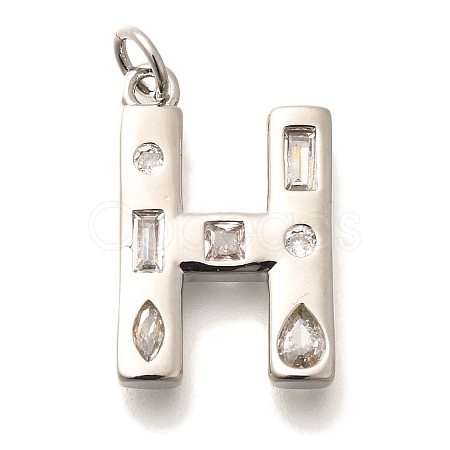 Brass Micro Pave Clear Cubic Zirconia Pendants KK-G521-01P-H-1