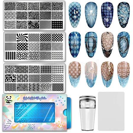 Stainless Steel DIY Nail Art Templates MRMJ-WH0092-208-1