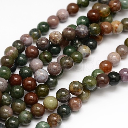 Natural Indian Agate Round Beads Strands X-G-F243-01-4mm-1
