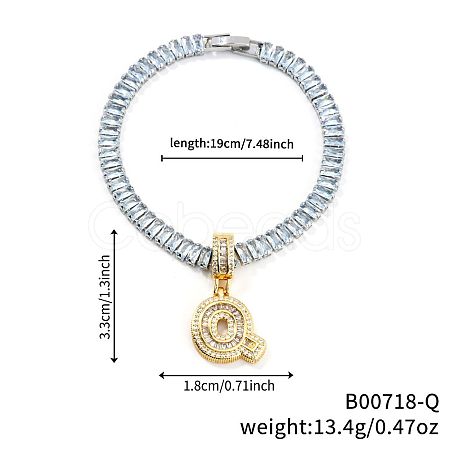 Fashionable Brass Micro Pave Clear Cubic Zirconia Charm Bracelets AF9298-17-1