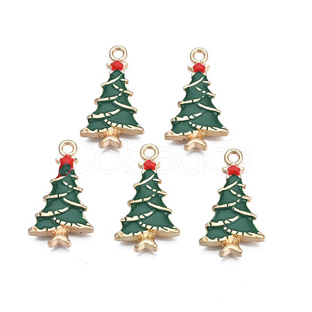 Rack Plating Alloy Enamel Pendants X-ENAM-N055-124-1