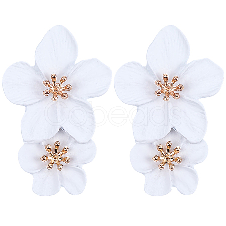 1 Pair Alloy Flower Dangle Stud Earrings EJEW-SP0001-18-1