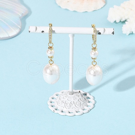 Oval Shell Pearl Drop Earrings EJEW-JE07361-01-1