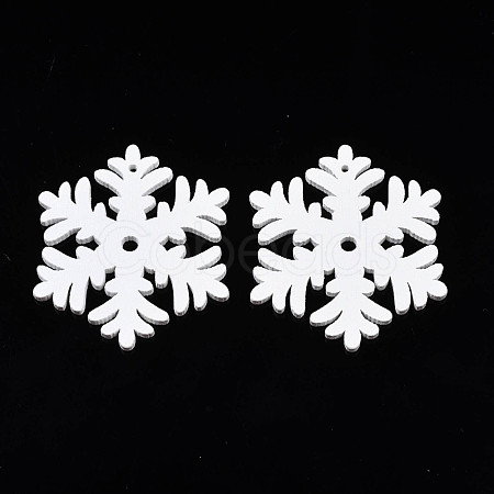 Christmas Theme Spray Painted Wood Pendants WOOD-N005-32-1