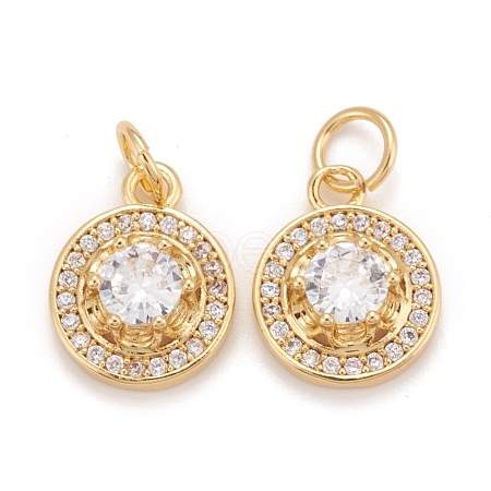 Brass Micro Pave Clear Cubic Zirconia Charms KK-Z023-11G-1
