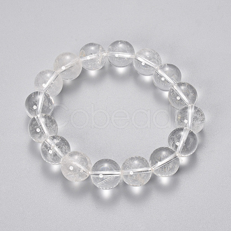 Natural Quartz Crystal Beaded Stretch Bracelets X-BJEW-Q692-46-10mm-1