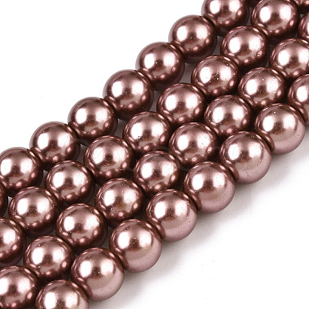 Baking Paint Pearlized Glass Pearl Round Bead Strands HY-Q330-8mm-92-1
