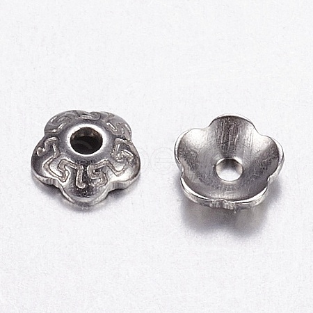 Tarnish Resistant 5-Petal 304 Stainless Steel Bead Cap STAS-N0005-01P-1